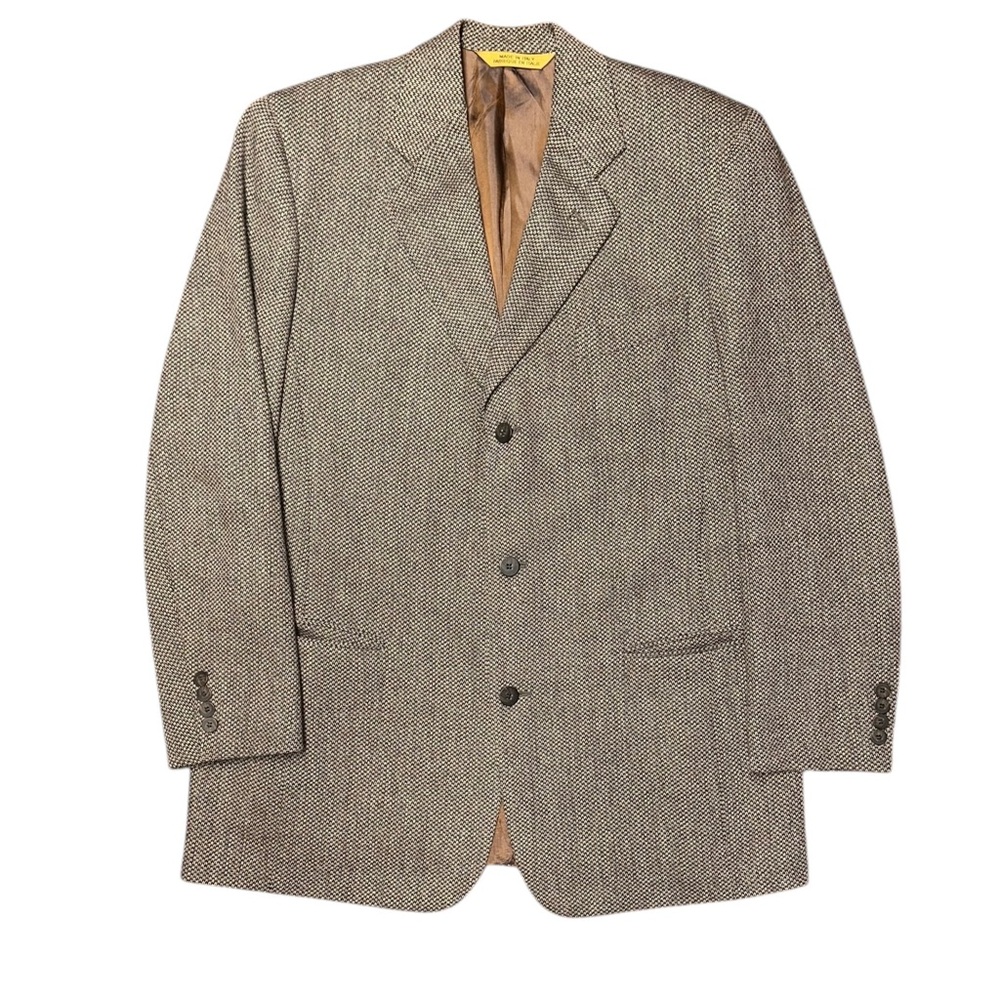 Vintage 80’s Donna Karan NY Blazer 42R Made in Italy Brown Wool Tweed Sport Coat - Picture 3 of 9